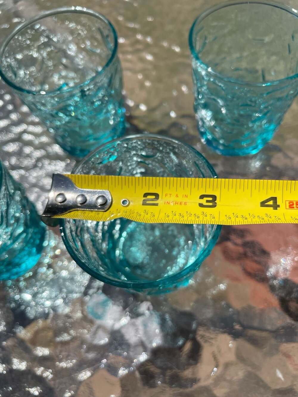 Anchor Hocking Lido Milano Aqua Crinkle Glass Juice Tumblers Set of 6 - Picture 6 of 6